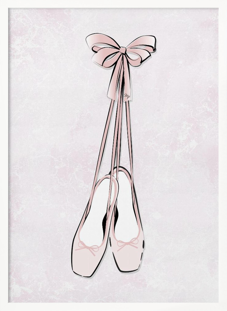 Poster - Pink Ballet Shoes posterframe wit hout