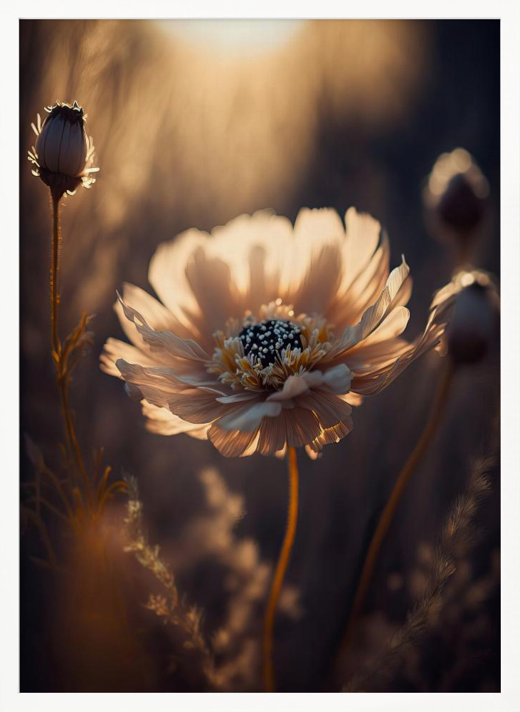 Poster - Flower in Morning Sun white wood poster frame