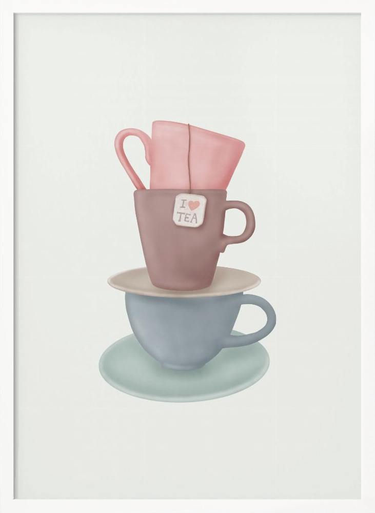Poster - I Love TEA white wood poster frame