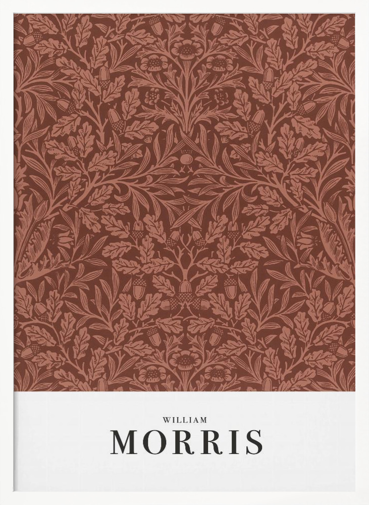 Plakat - Acorns and oak leaves white wood poster frame