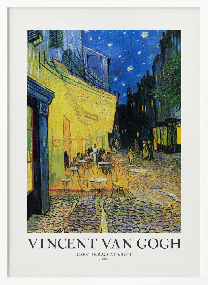 Plakat - Café Terrace At Night white wood poster frame