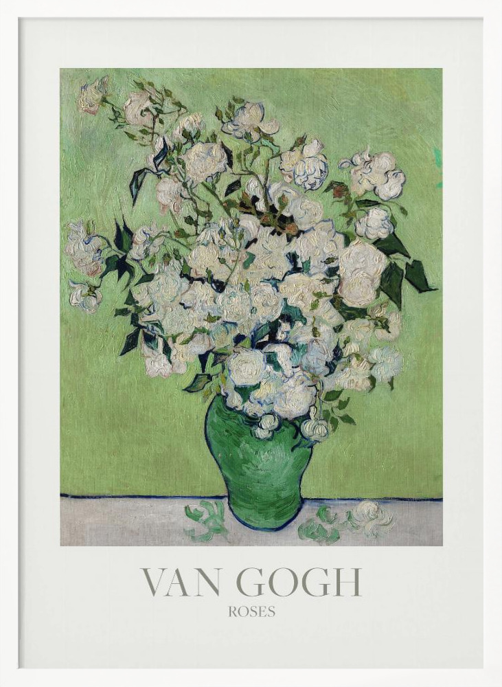 Plakat - Roses white wood poster frame