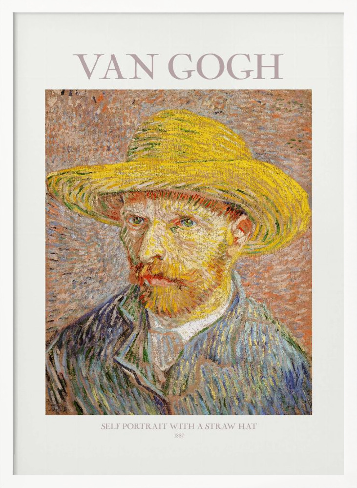 Plakat - Self Portrait With Straw Hat white wood poster frame