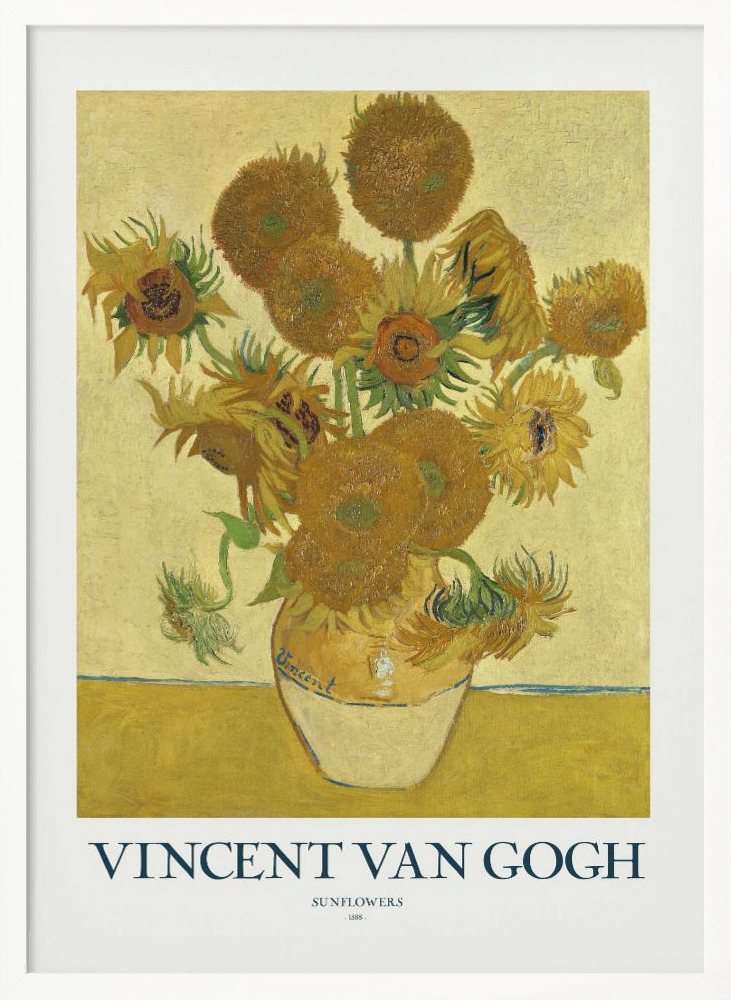 Poster - Sunflowers white wood poster frame