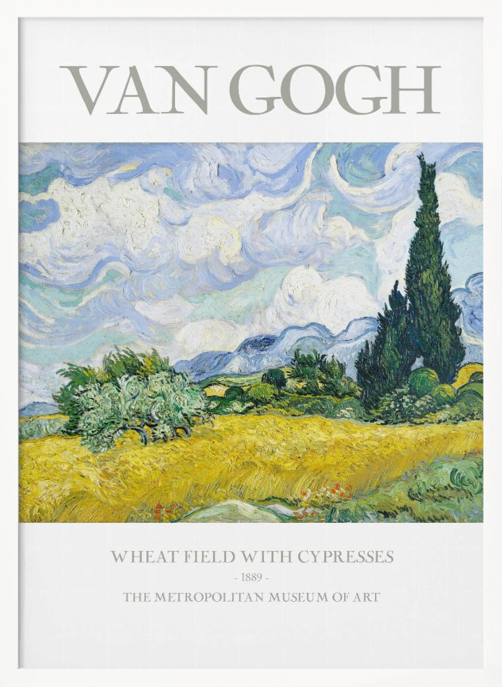 Poster - Wheat Field With Cypresses white wood poster frame