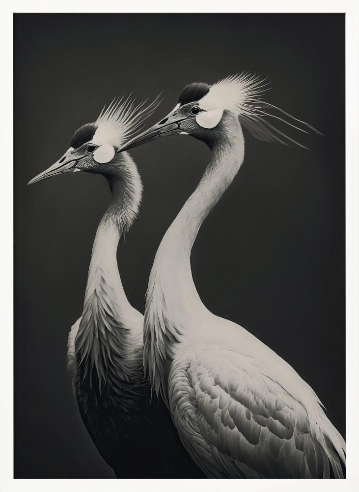 Poster - Cranes white wood poster frame
