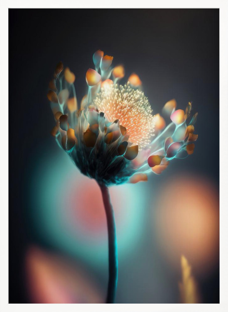 Poster - Colorful Glowing Flower white wood poster frame