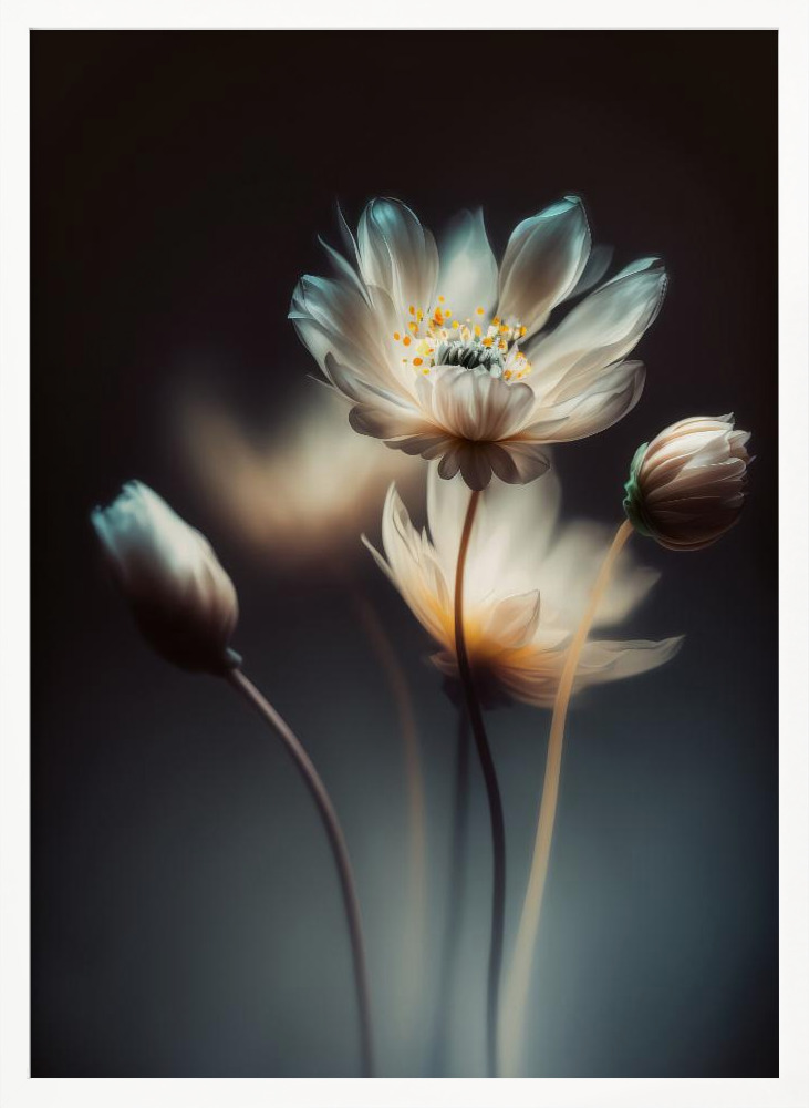 Poster - Growing At Night white wood poster frame