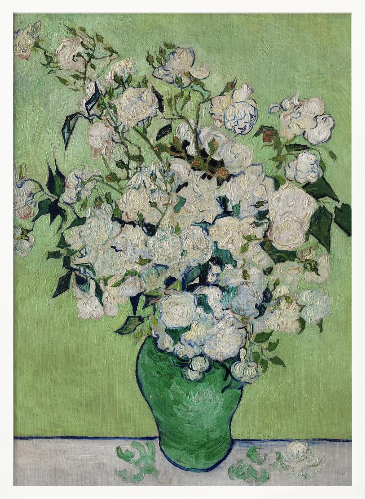 Poster - Roses white wood poster frame