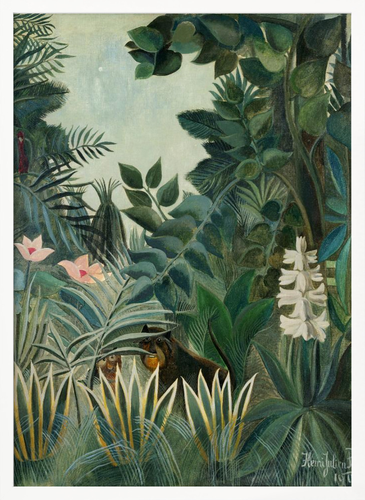 Plakat - The Equatorial Jungle hvid plakatramme i træ