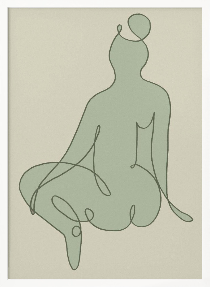 Poster - Sitting Down Green white wood poster frame