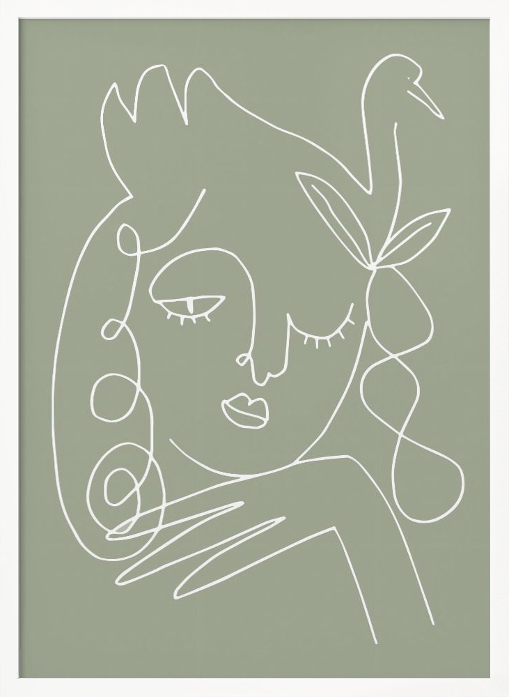 Poster - Woman Green white wood poster frame