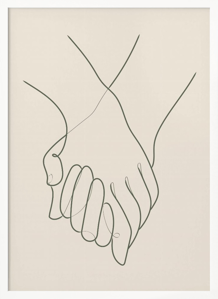 Poster - Holding Hands Green white wood poster frame