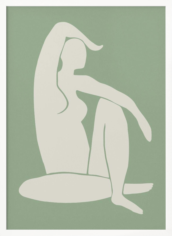 Poster - Figure Matisse Style Green white wood poster frame