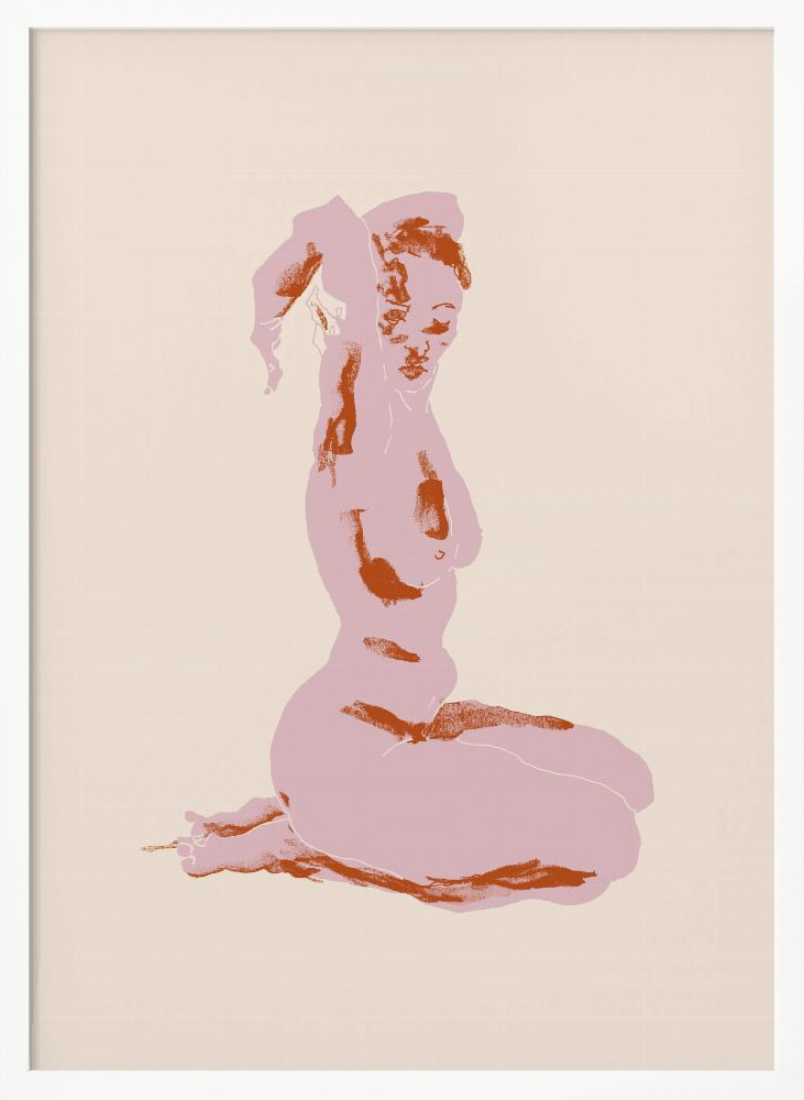 Poster - Nude, Arms Folded Over Her Head white wood poster frame