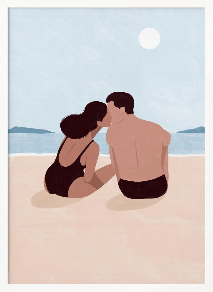 Poster - First Kiss white wood poster frame
