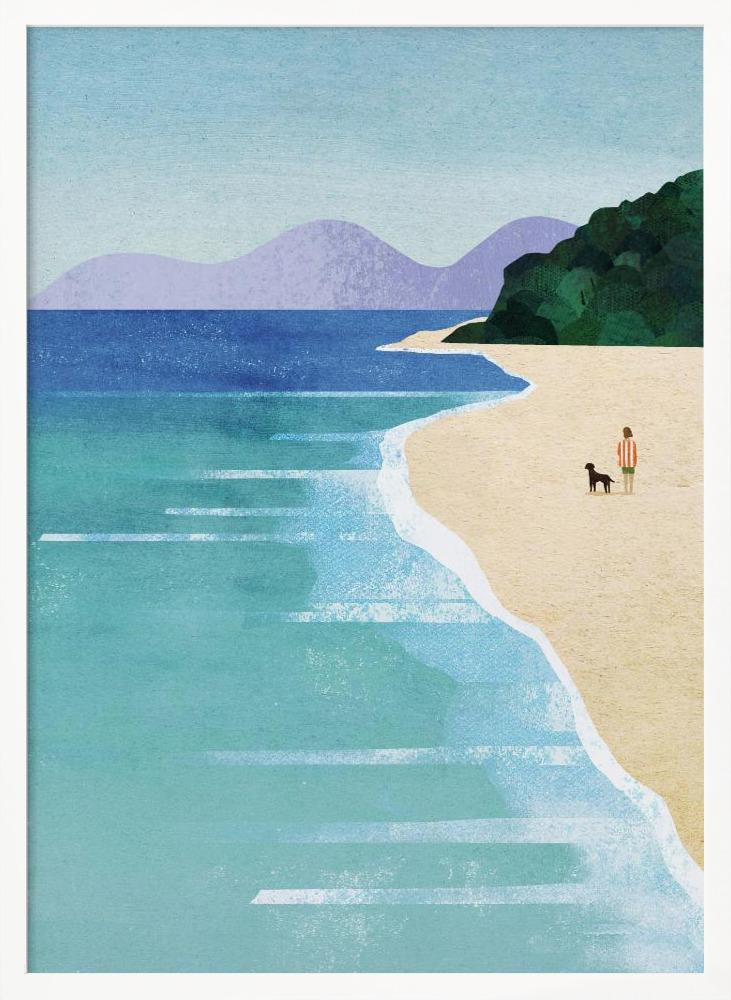 Poster - Beach Girl iii white wood poster frame