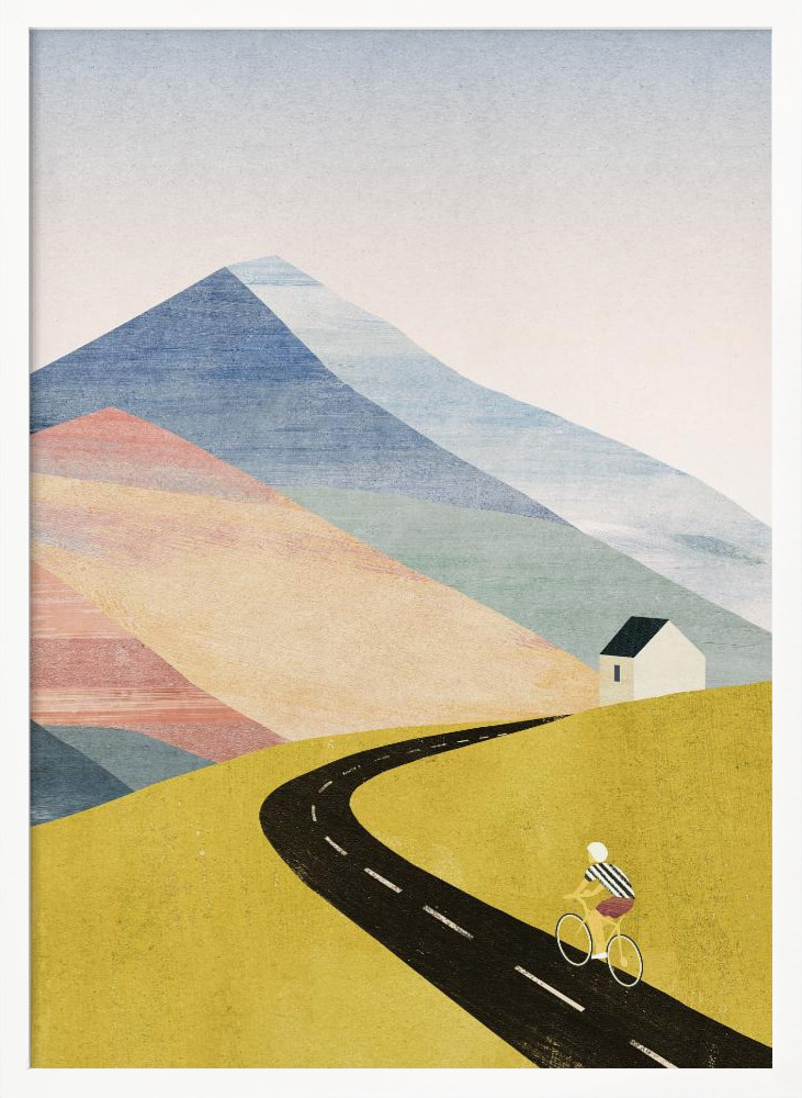 Poster - Cycling Home white wood poster frame