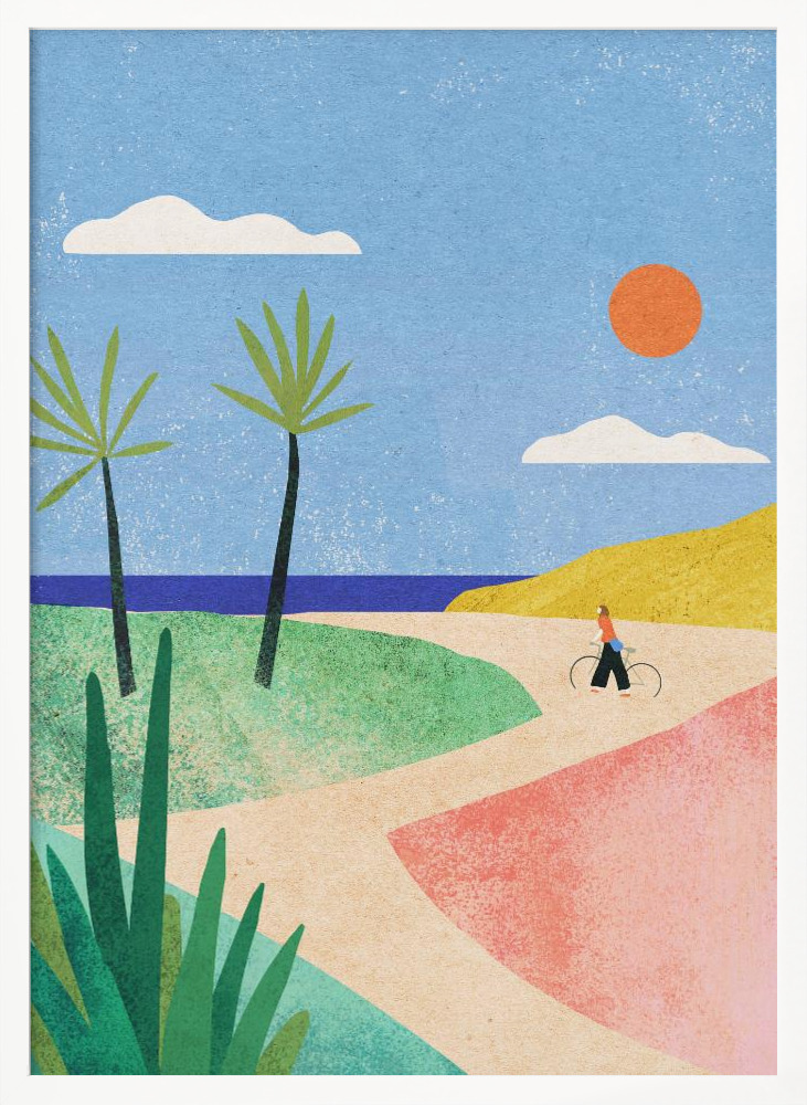 Poster - Beach Girl white wood poster frame