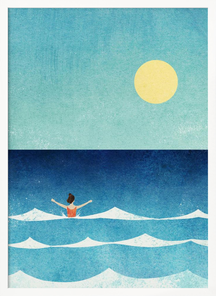 Plakat - Sea Swim ii white wood poster frame