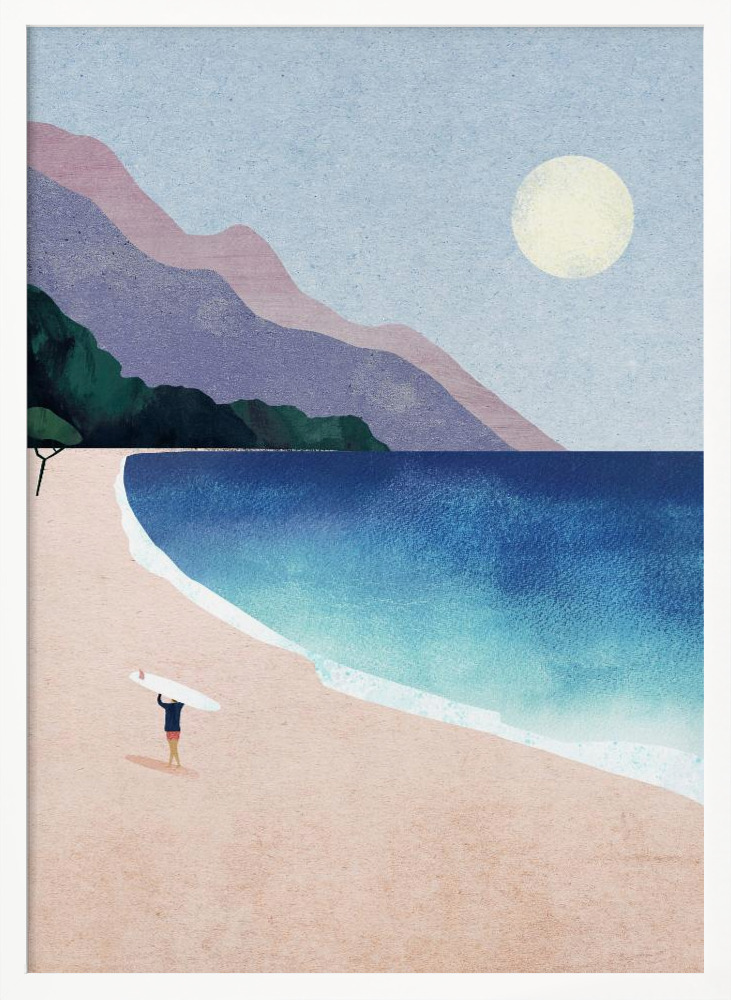 Plakat - Surf Beach ramka na plakat z białego drewna