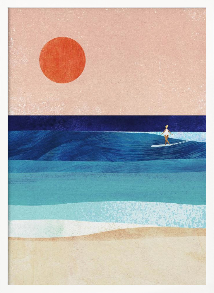 Juliste - Surf Girl valkoinen puu julisteen kehys