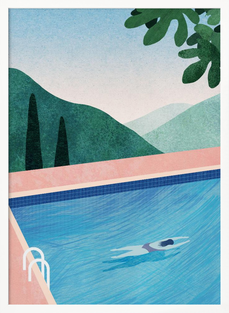 Poster - Swimming Pool ii white wood poster frame