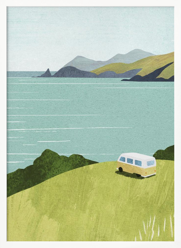 Póster - Van Life marco de póster de madera blanca