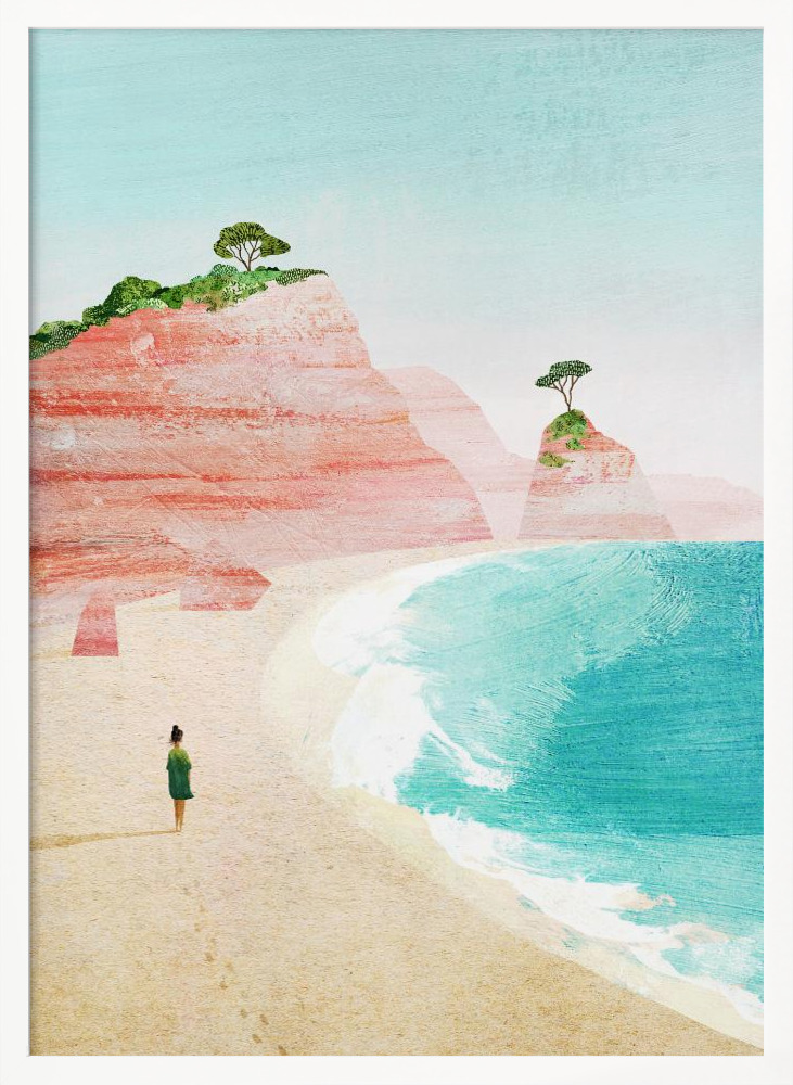 Poster - Beach Girl iv white wood poster frame