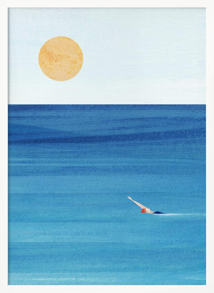 Poster - Sea Swim white wood poster frame
