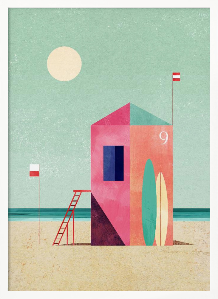Plakat - Surf Hut white wood poster frame