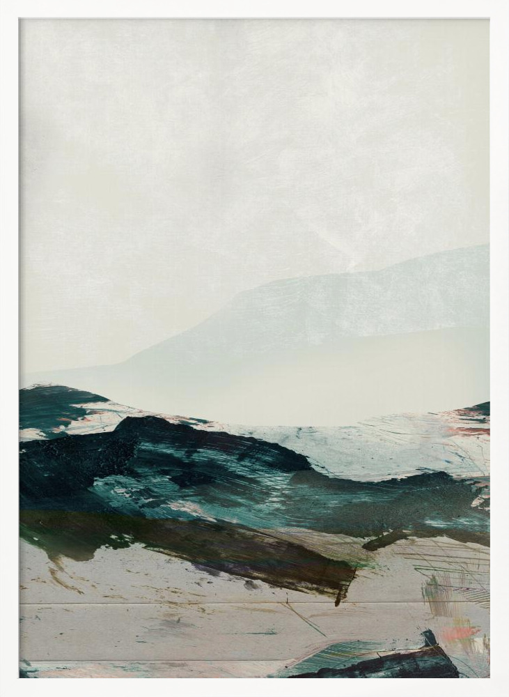 Poster - Mountains No2 white wood poster frame
