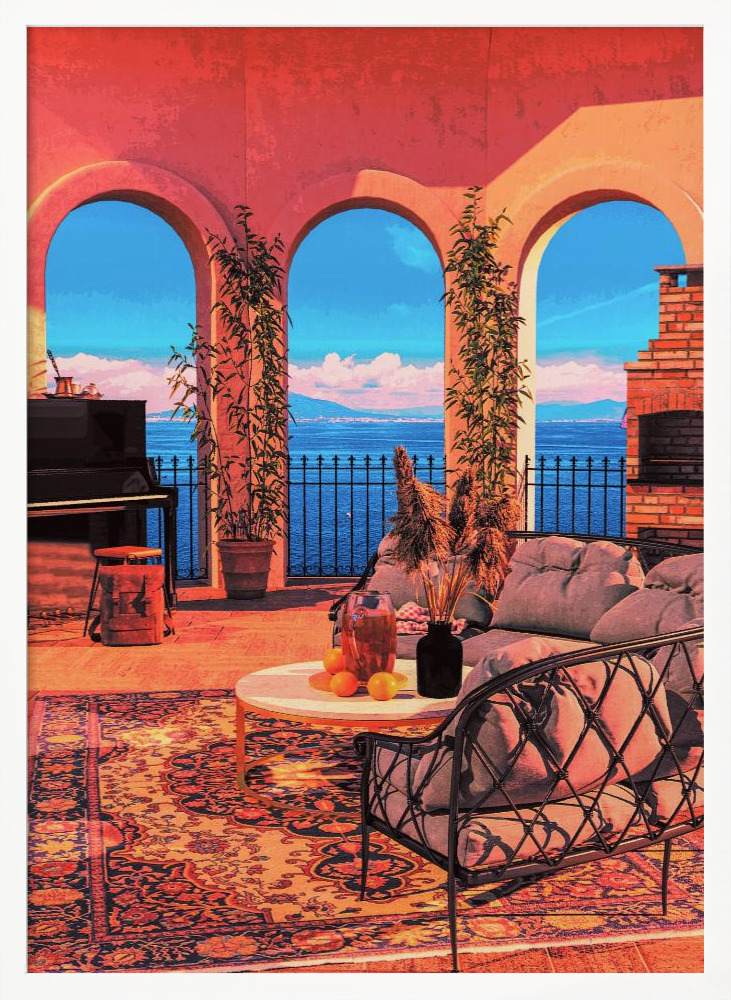 Poster - Piano Terrace white wood poster frame
