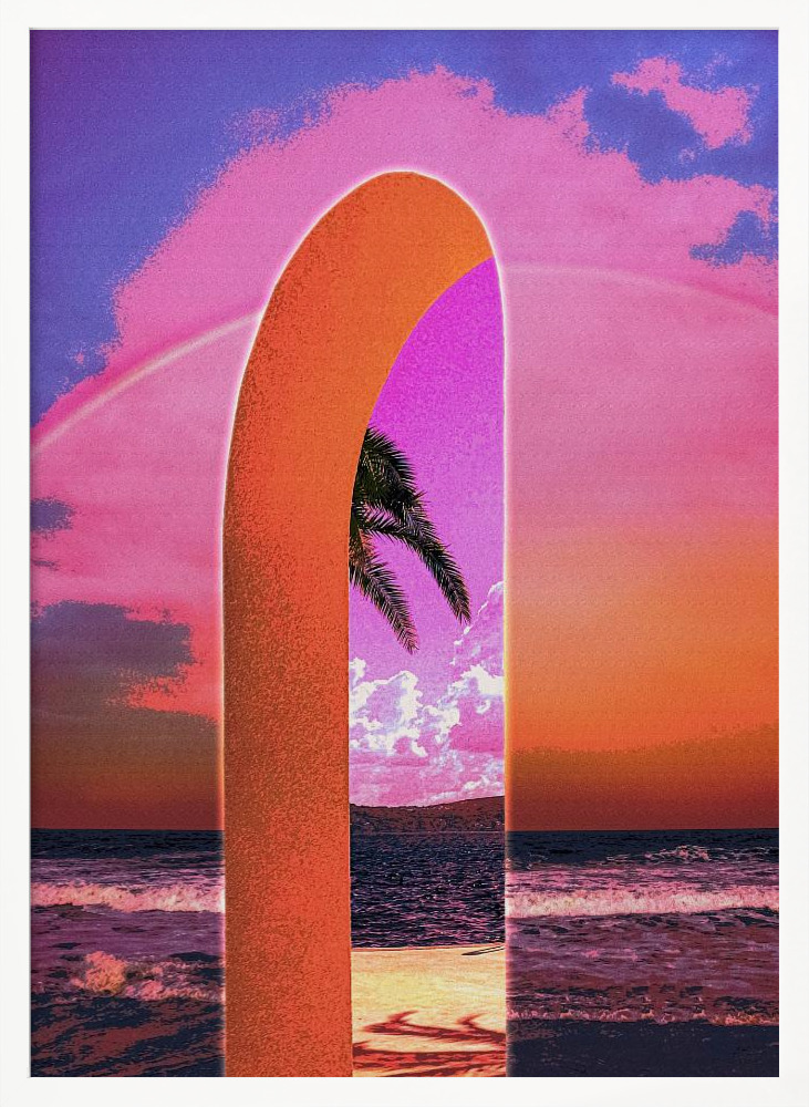 Poster - Portal Vaporwave white wood poster frame
