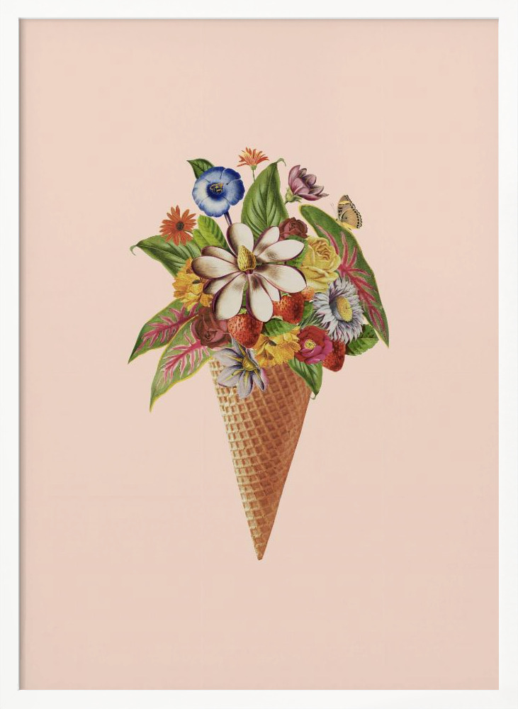 Poster - Botanical pink ice cream posterframe wit hout