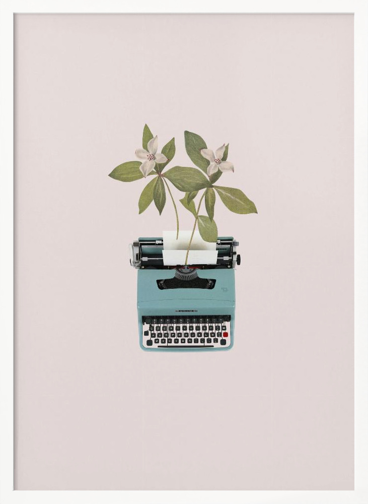 Poster - Botanical typewriter posterframe wit hout