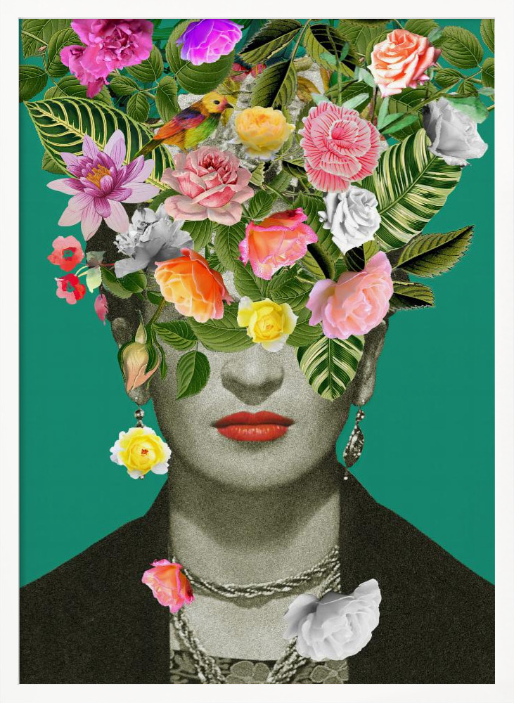 Poster - Floral Frida white wood poster frame