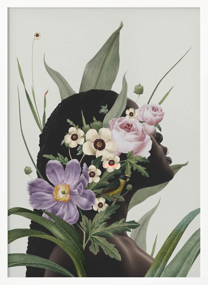 Poster - Purple flower white wood poster frame