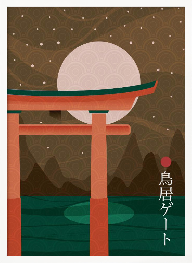 Poster - Torii Gate white wood poster frame
