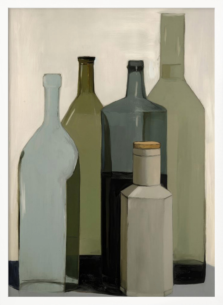 Poster - Big Green Bottles white wood poster frame