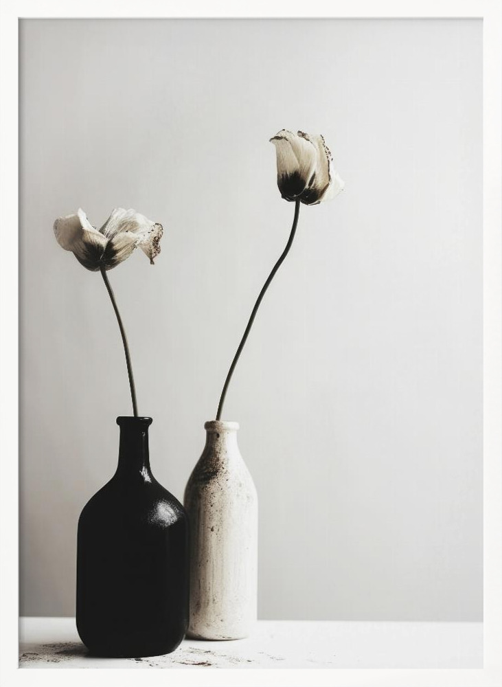 Poster - Black And White Vase No 2 white wood poster frame