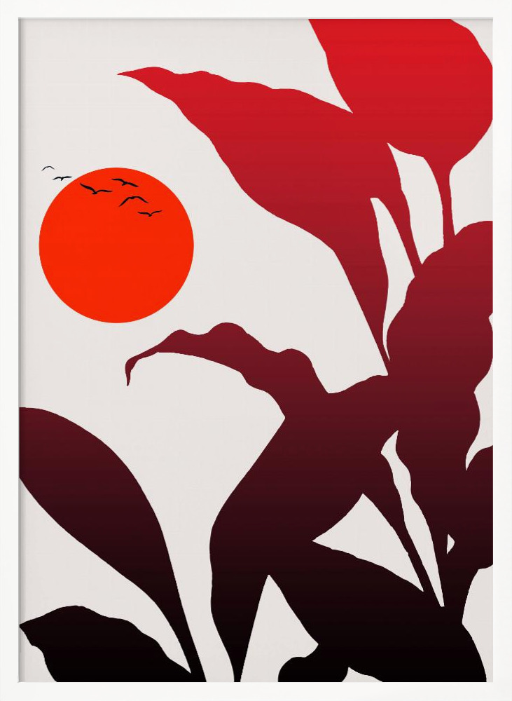 Poster - Tropical Sunset white wood poster frame