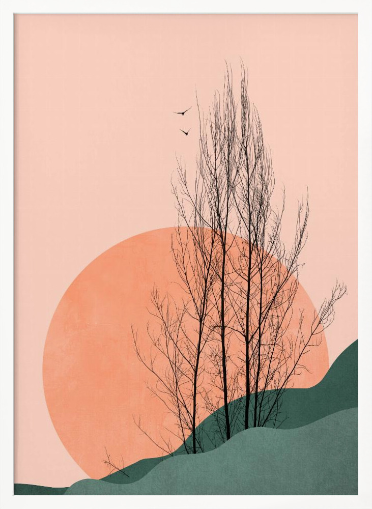 Poster - Sunset Memories white wood poster frame