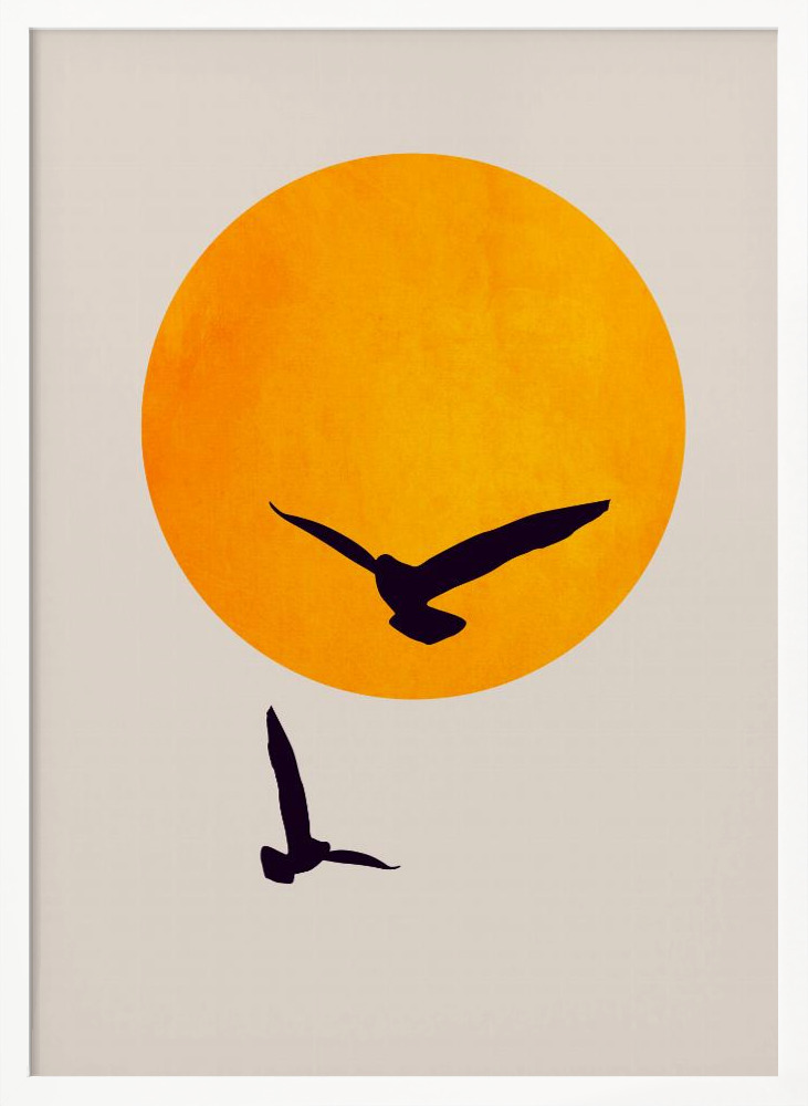 Plakat - Birds In the Sky hvid plakatramme i træ