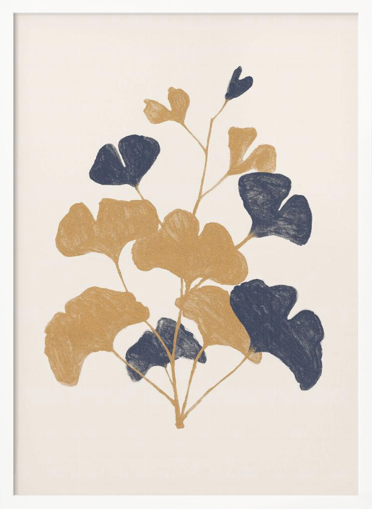 Affiche - Golden Ginko cadre de poster en bois blanc