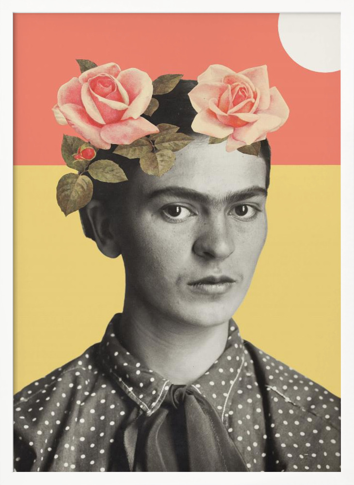 Poster - Frida Kahlo white wood poster frame