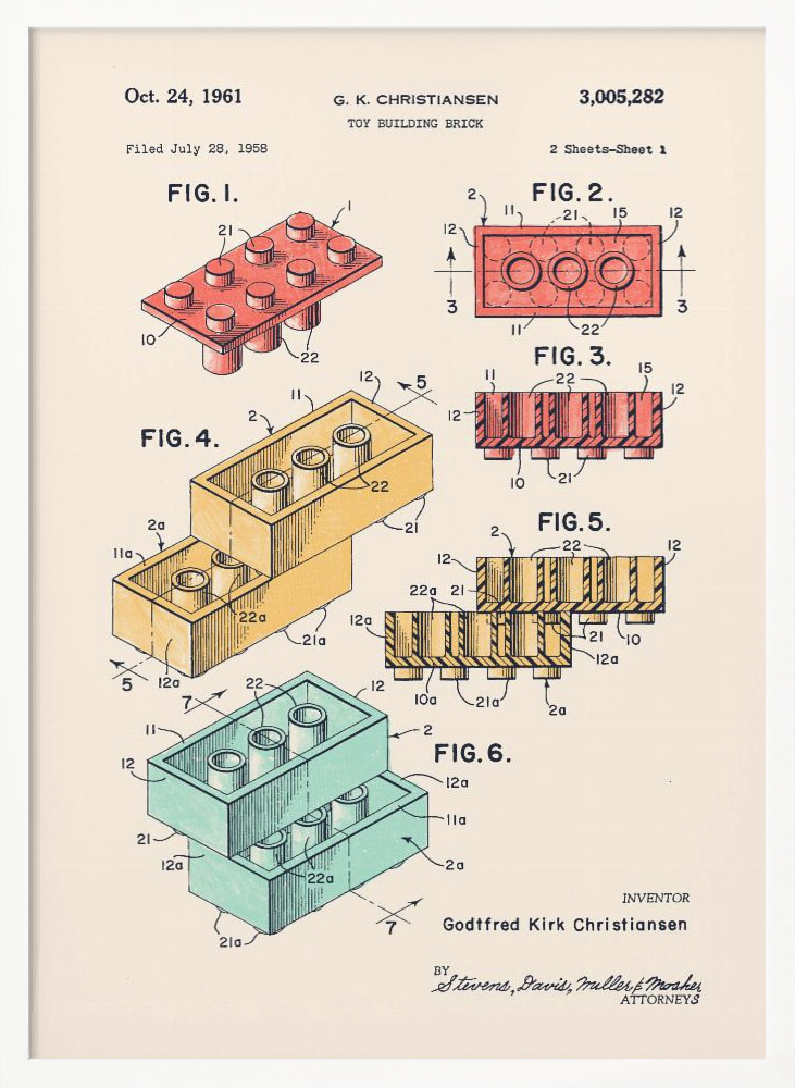 Poster Lego Colors - Affisch vit affischram i trä