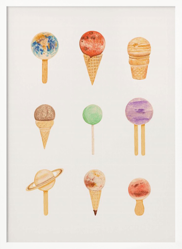 Poster - Planetarium Sugarium white wood poster frame