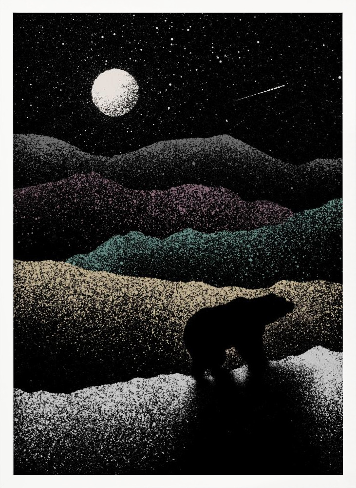 Poster - Wandering Bear white wood poster frame