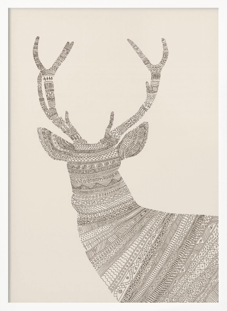 Poster - Stag Beige white wood poster frame